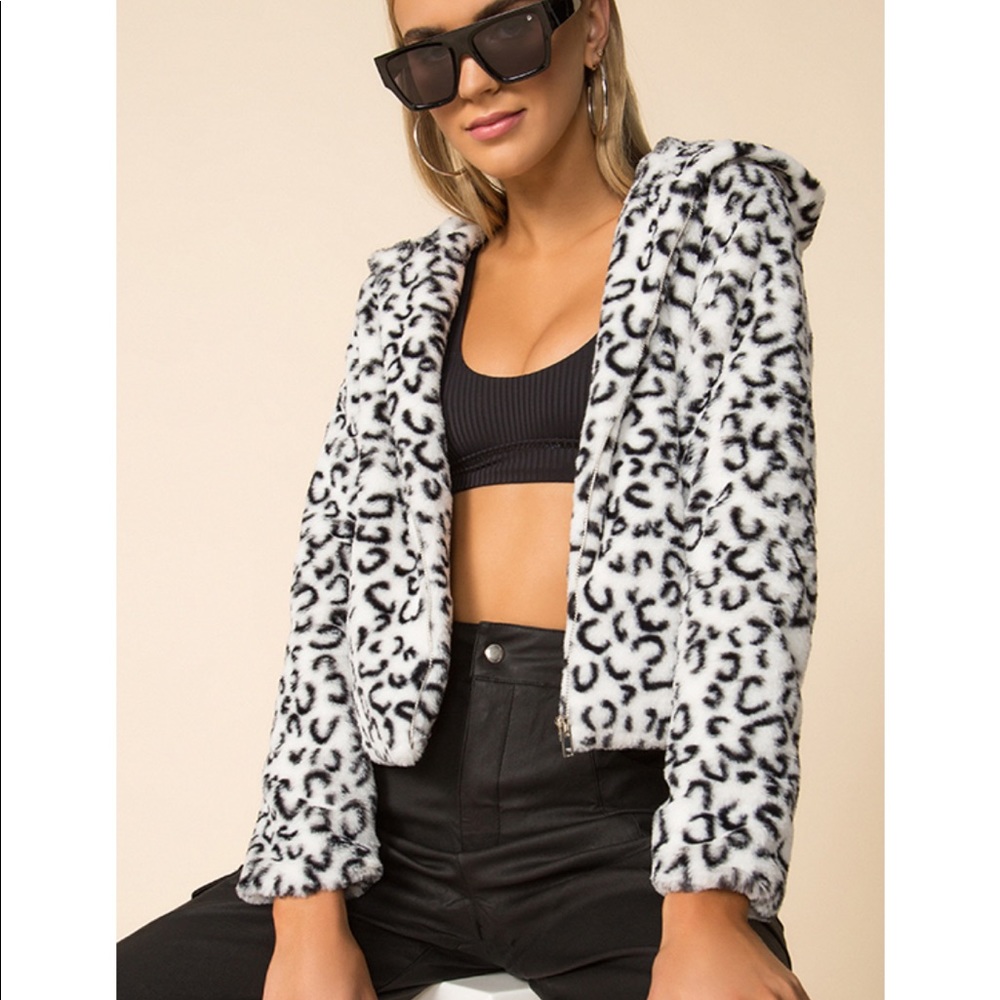 cheetah print hoodie zip up jacket